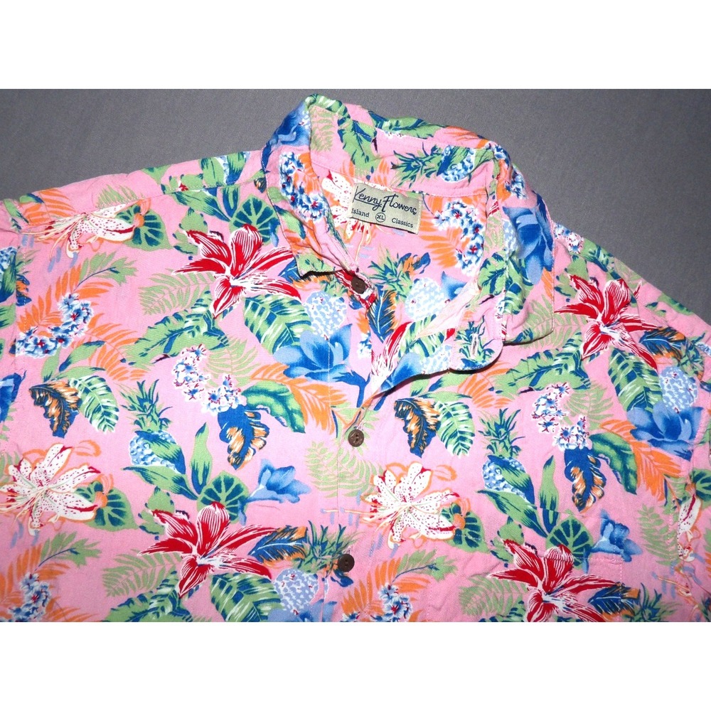 Kenny Flowers Island Classics 100% Rayon Floral Hawaiian Shirt Men's XL